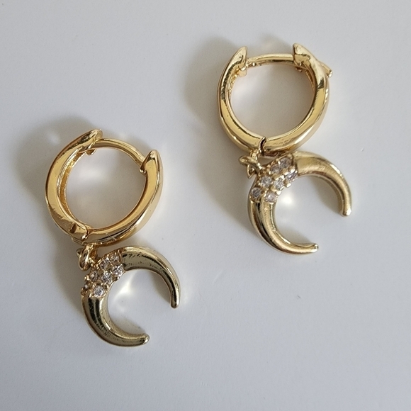 NEW Bohemian Holden Horn Dangle Huggie Hoop Earrings - Picture 3 of 7